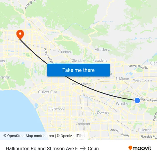 Halliburton Rd and Stimson Ave E to Csun map