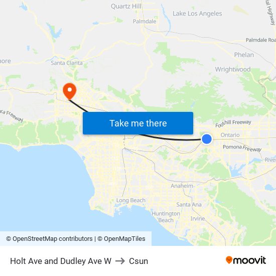 Holt Ave and Dudley Ave W to Csun map