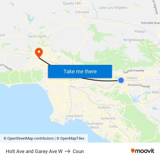 Holt Ave and Garey Ave W to Csun map