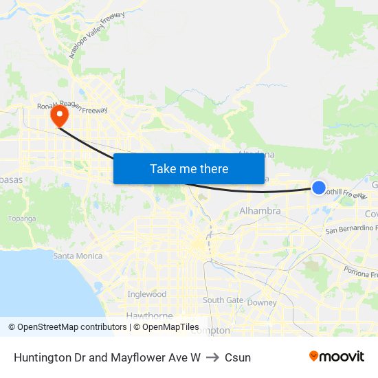 Huntington Dr and Mayflower Ave W to Csun map