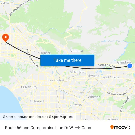 Route 66 and Compromise Line Dr W to Csun map