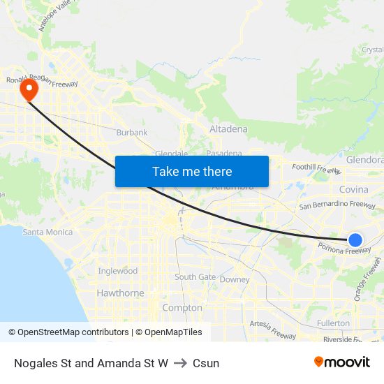 Nogales St and Amanda St W to Csun map