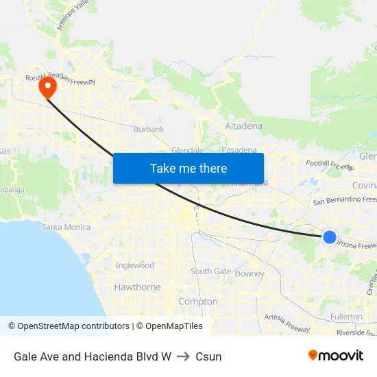 Gale Ave and Hacienda Blvd W to Csun map
