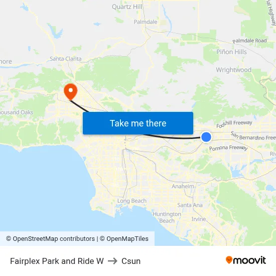 Fairplex Park and Ride W to Csun map