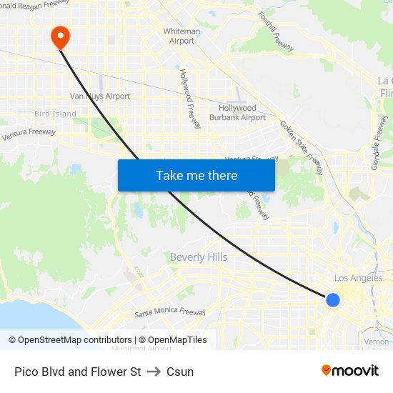 Pico Blvd and Flower St to Csun map