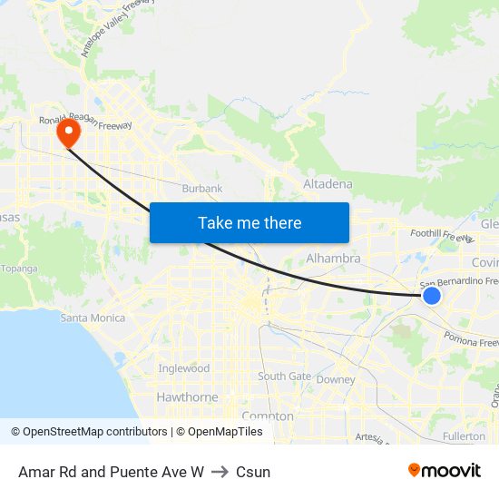 Amar Rd and Puente Ave W to Csun map