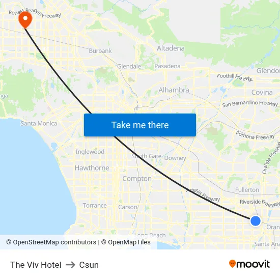 The Viv Hotel to Csun map