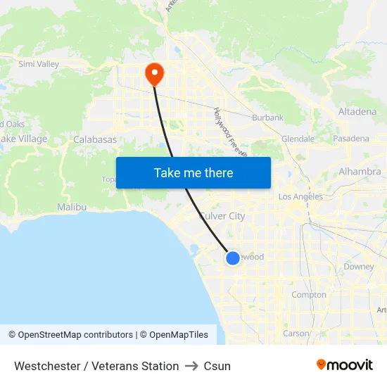 Westchester / Veterans Station to Csun map
