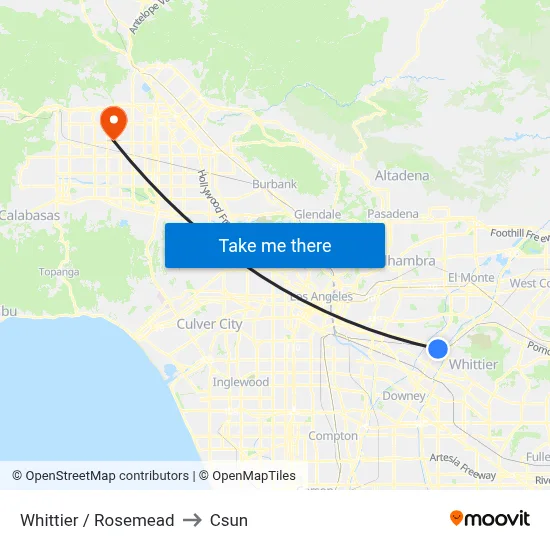 Whittier / Rosemead to Csun map