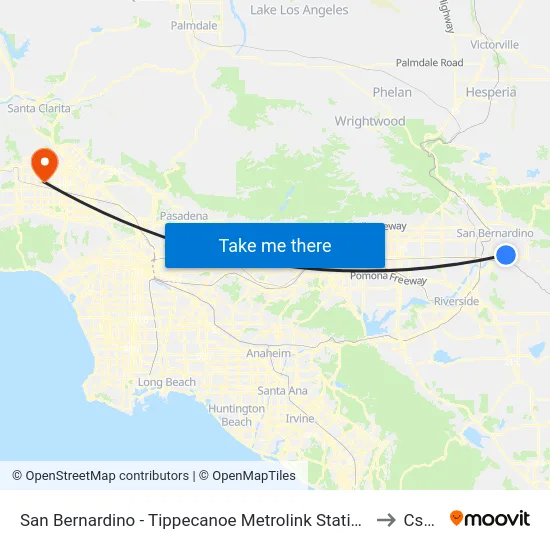 San Bernardino - Tippecanoe Metrolink Station to Csun map