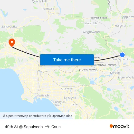 40th St @ Sepulveda to Csun map