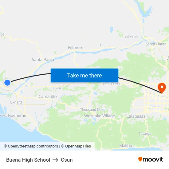 Buena High School to Csun map