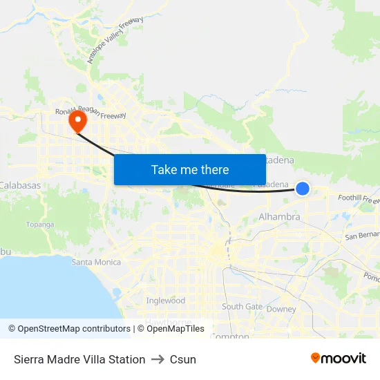Sierra Madre Villa Station to Csun map