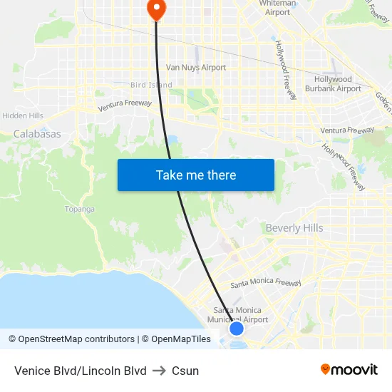 Venice Blvd/Lincoln Blvd to Csun map