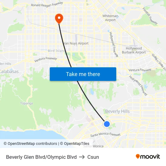Beverly Glen Blvd/Olympic Blvd to Csun map
