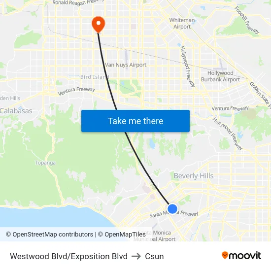 Westwood Blvd/Exposition Blvd to Csun map