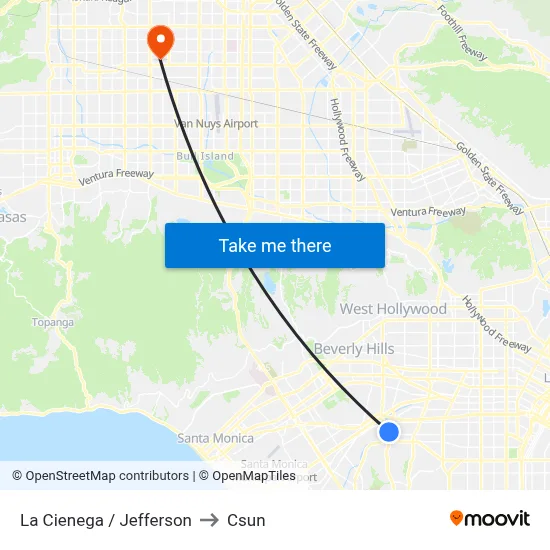 La Cienega / Jefferson to Csun map