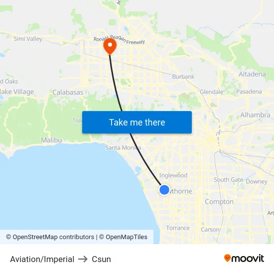 Aviation/Imperial to Csun map