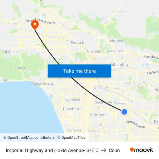 Imperial Highway and Hoxie Avenue- S/E C to Csun map