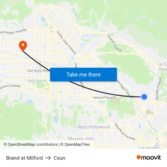 Brand at Milford to Csun map
