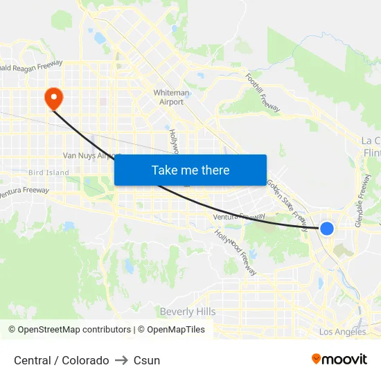 Central / Colorado to Csun map