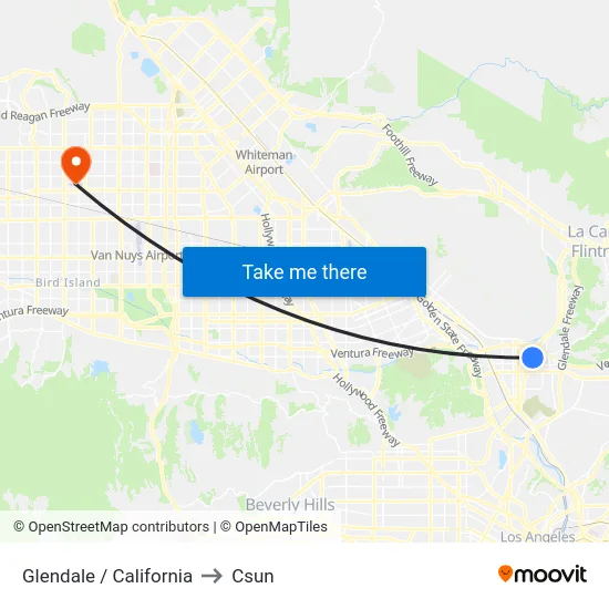 Glendale / California to Csun map