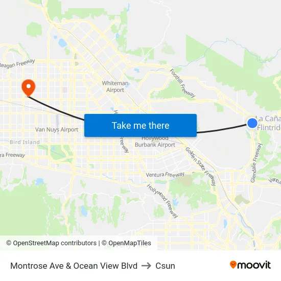 Montrose Ave & Ocean View Blvd to Csun map