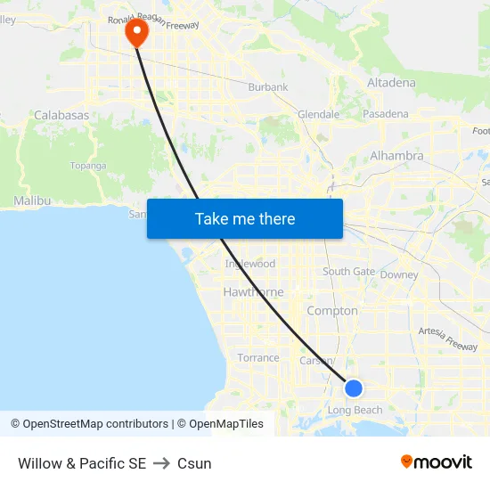Willow & Pacific SE to Csun map