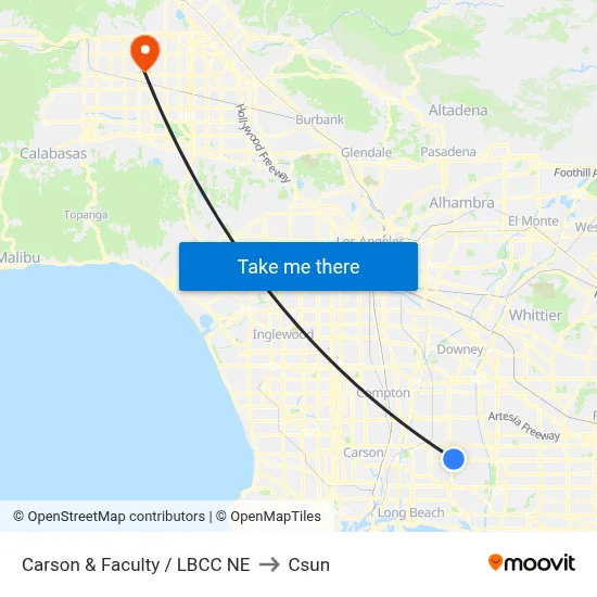 Carson & Faculty / LBCC NE to Csun map