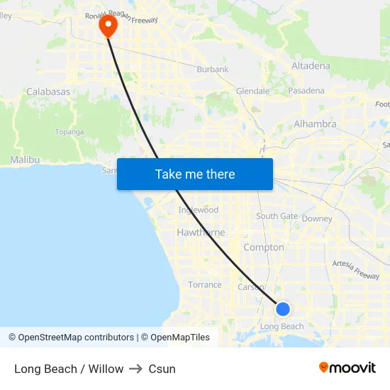 Long Beach / Willow to Csun map