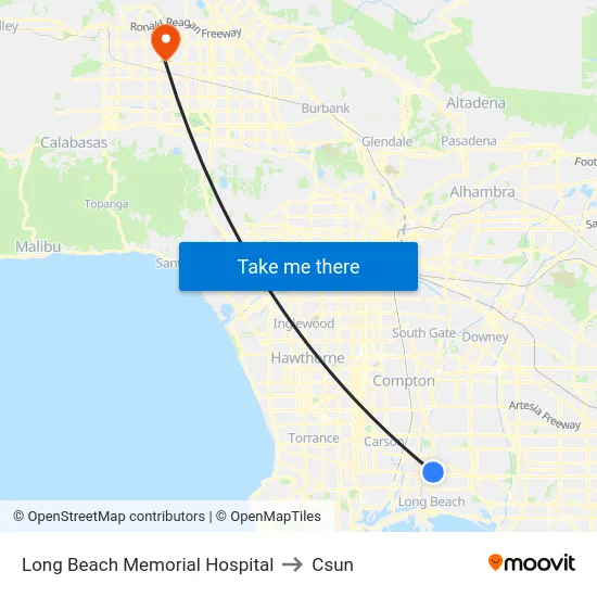 Long Beach Memorial Hospital to Csun map