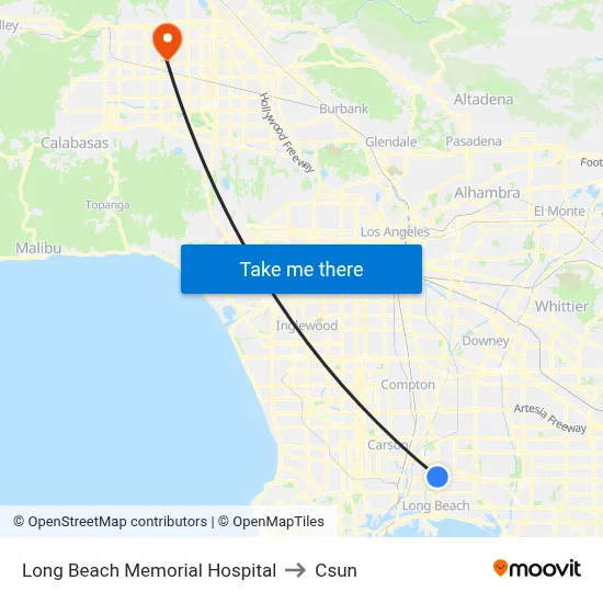 Long Beach Memorial Hospital to Csun map
