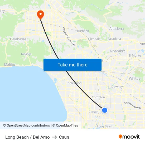 Long Beach / Del Amo to Csun map