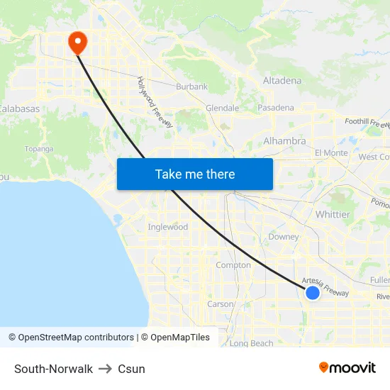 South-Norwalk to Csun map