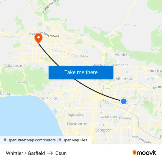 Whittier / Garfield to Csun map