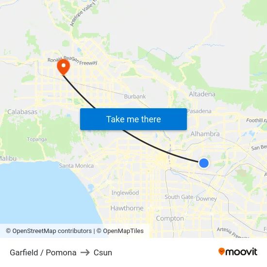 Garfield / Pomona to Csun map