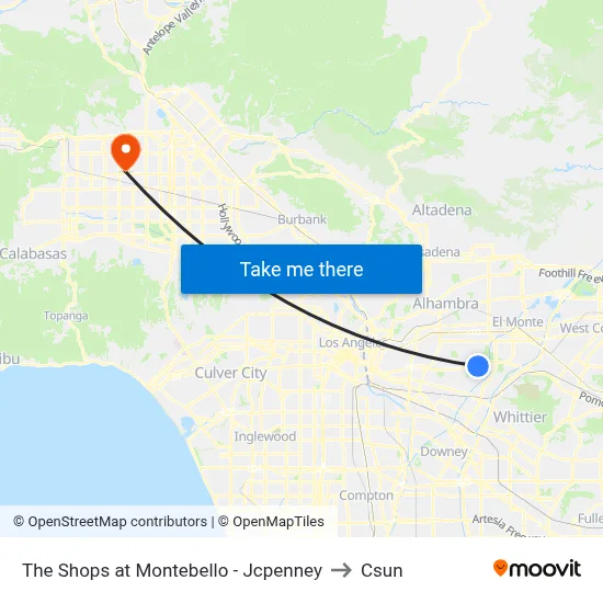 The Shops at Montebello - Jcpenney to Csun map