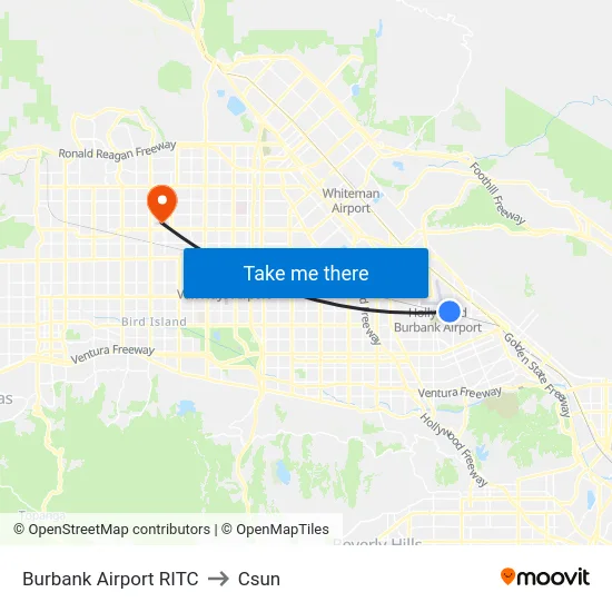 Burbank Airport RITC to Csun map