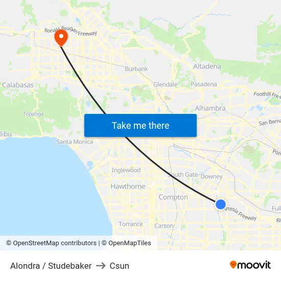 Alondra / Studebaker to Csun map