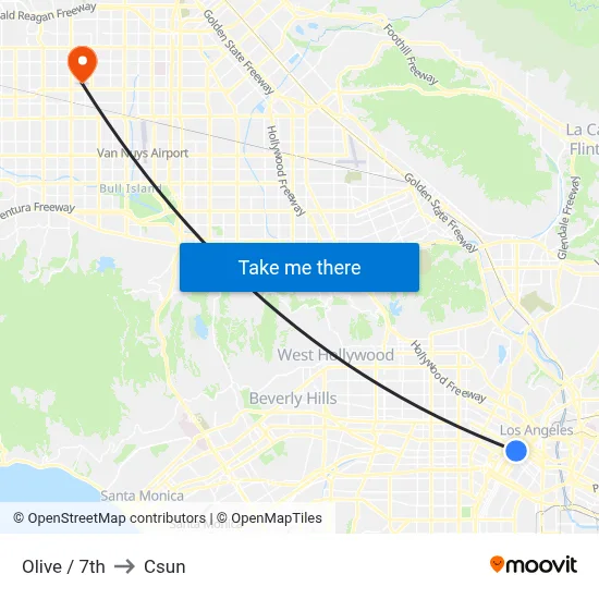 Olive / 7th to Csun map