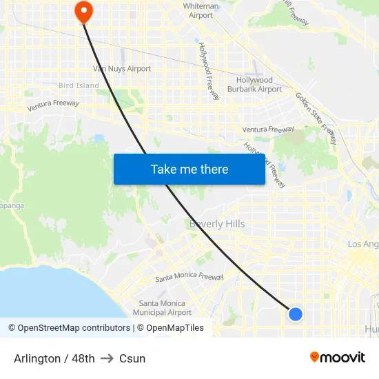 Arlington / 48th to Csun map