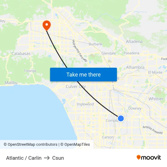 Atlantic / Carlin to Csun map