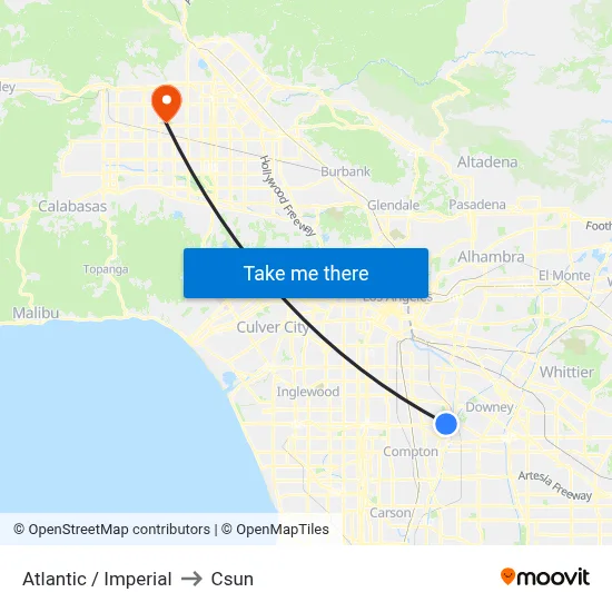Atlantic / Imperial to Csun map