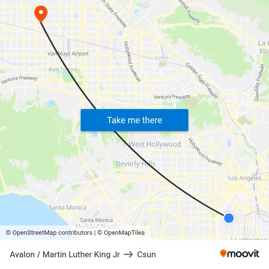 Avalon / Martin Luther King Jr to Csun map