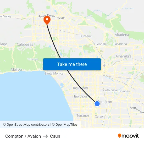 Compton / Avalon to Csun map
