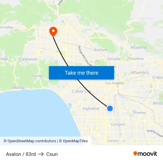 Avalon / 83rd to Csun map