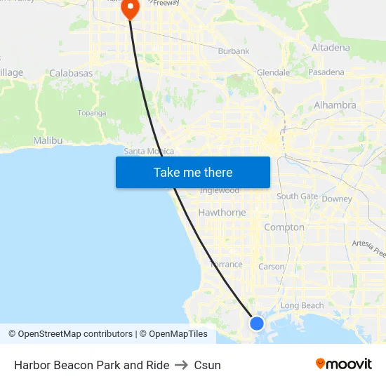 Harbor Beacon Park and Ride to Csun map