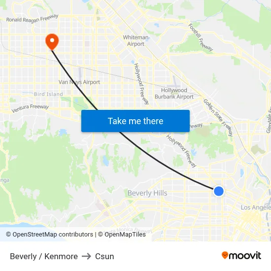 Beverly / Kenmore to Csun map