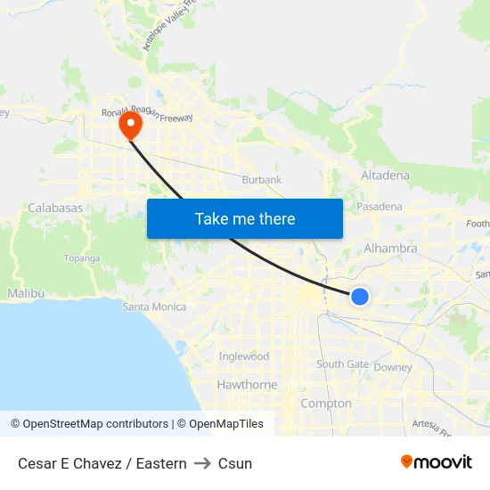 Cesar E Chavez / Eastern to Csun map
