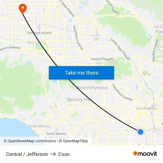Central / Jefferson to Csun map
